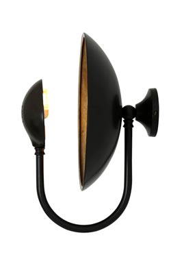 Orebro applique ronde industrielle noire et dorée