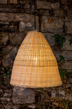 Altus large rattan bell pendant 40cm - Pendants by Mullan