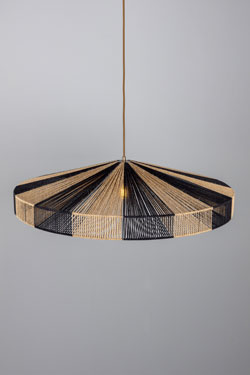 Large pendant light in natural and black raffia Syracuse