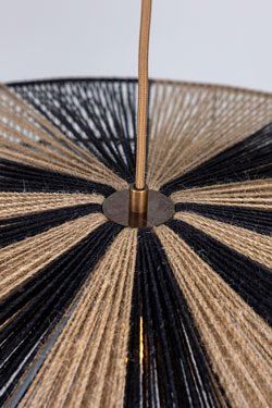 Large pendant light in natural and black raffia Syracuse