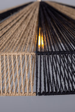 Large pendant light in natural and black raffia Syracuse