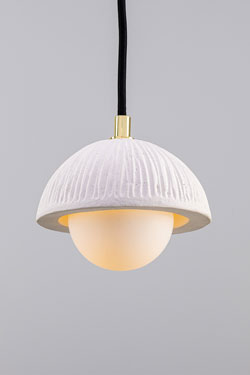 Opal glass and ceramic ball pendant Ferox - Pendants by Mullan