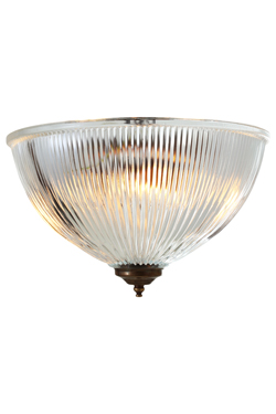 Plafonnier coupole en verre cannelé Moroni
