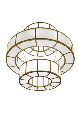 Santa Fe grand lustre Art Déco blanc et or - Suspension by Mullan