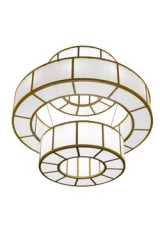 Santa Fe grand lustre Art Déco blanc et or - Suspension by Mullan