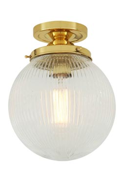 Stanley petit plafonnier en verre holophane et laiton poli - Plafonnier by Mullan