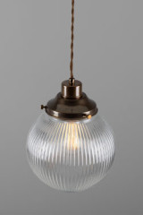 Suspension en laiton antique et verre cannelé Stanley 20 cm - Suspension by Mullan