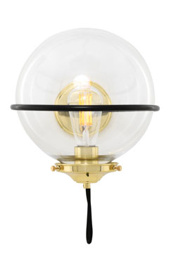 Orianmore glass ball and gilded metal wall lamp