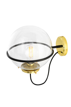Orianmore glass ball and gilded metal wall lamp