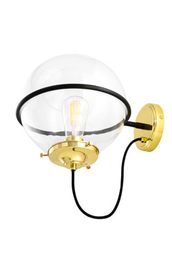 Orianmore glass ball and gilded metal wall lamp