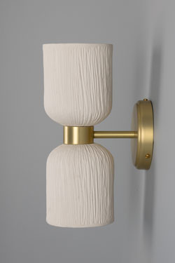 Sakura white textured ceramic hourglass wall light