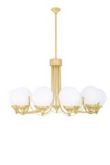 Wilmot lustre rétro 11 lumières en verre opale et doré - Lustre by Mullan