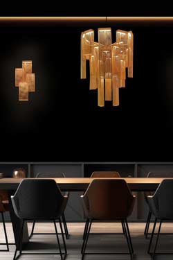Babylon gold-plated steel mesh pendant