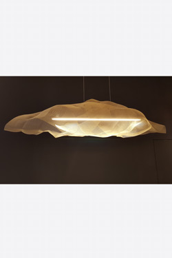 Large Aura pendant light in gold-plated steel mesh