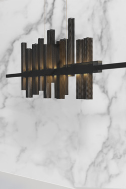 Grande suspension linéaire noire Metropolis