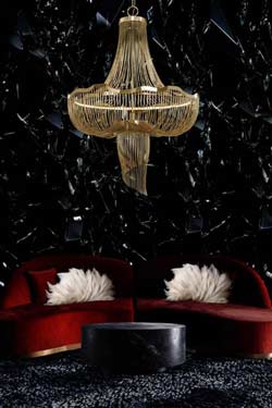 Lustre contemporain montgolfière en acier doré mat Medusa