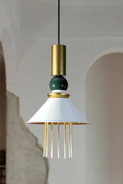 Small Art Deco pendant lamp with a green glass ball Boheme - Pendants by Myo