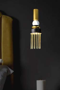 Small black, white and gold Art Deco pendant light by Boheme - Pendants by Myo