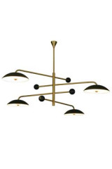 Twirl pendant lamp, 1950s style, gold and black 4-light - Pendants by Myo