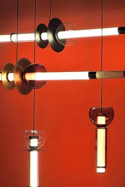 Venus linear graphic pendant light in metal and glass