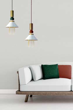Petite suspension Art Déco avec boule verte Bohême