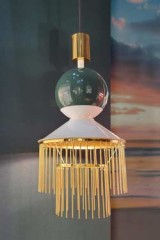 Suspension Art Déco verte et laiton brillant Boheme - Suspension by Myo