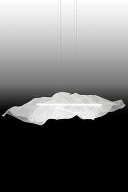 Suspension à éclairage LED et voile acier blanc Aura - Lustre by Myo