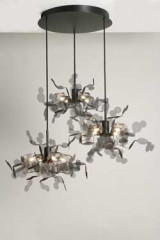 Suspension triple en maille d'acier noir Unfocused - Suspension by Myo