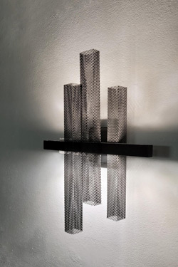 Metropolis matt black metal mesh wall light