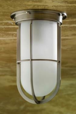 Docklight Ceiling plafonnier bronze nickelé mat verre sablé - Plafonnier d'extérieur by Nautic by Tekna