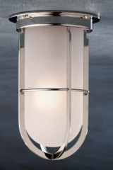 Docklight Ceiling plafonnier en bronze nickelé poli verre sablé - Plafonnier d'extérieur by Nautic by Tekna