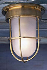Bounty Ceiling 12V polished bronze with sand-blasted glass - Exterior ceiling lights by Nautic by Tekna