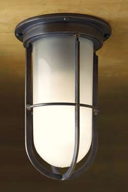 Docklight Ceiling antique bronze with sand-blasted glass - Exterior ceiling lights by Nautic by Tekna