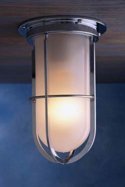 Docklight Ceiling chrome-plated bronze with sand-blasted glass - Exterior ceiling lights by Nautic by Tekna