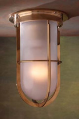 Docklight Ceiling polished bronze with sand-blasted glass - Exterior ceiling lights by Nautic by Tekna
