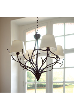 Bronze Art Nouveau Style 4-Light Chandelier - Chandeliers by Objet insolite