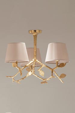 Flora 3-light chandelier in gilded bronze - Chandeliers by Objet insolite