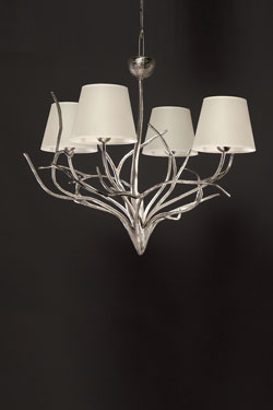 4 lights chandelier in silver bronze - Chandeliers by Objet insolite