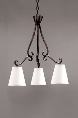 Patinated black chandelier 3 branches Volutes  - Chandeliers by Objet insolite