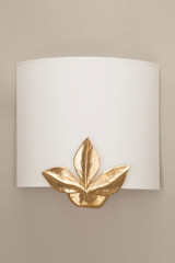 Charme applique feuille dorée avec abat-jour blanc - Applique by Objet insolite