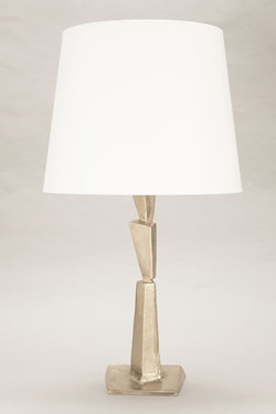 Cubist lampe de table en bronze argenté - Lampe de table by Objet insolite