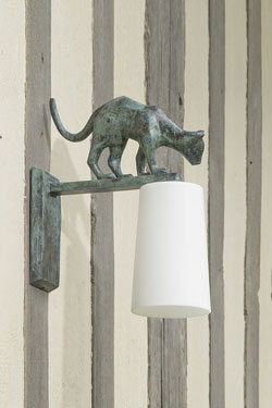Lola outdoor wall lamp green patina in bronze and white glass - Exterior wall lights by Objet insolite