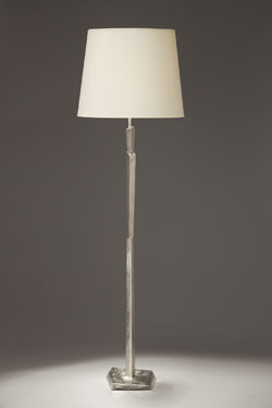 Cubist nickel floor lamp with satin finish and white lampshade - Floor lamps by Objet insolite
