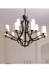 Lustre 15 lumières en bronze patine noire  - Lustre by Objet insolite