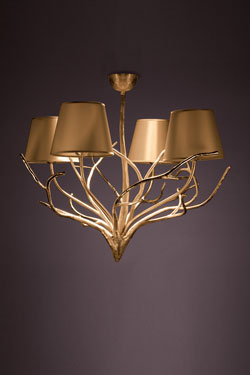 Lustre art nouveau doré en bronze Ramure - Lustre by Objet insolite