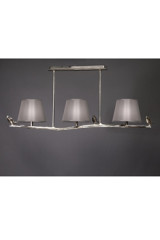 3-light satin nickel bronze pendant Plume - Pendants by Objet insolite