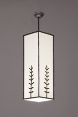 Pattern of leaves patinated black bronze and white lampshade pendant - Pendants by Objet insolite