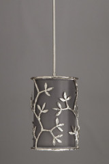 Satin Nickel Cylindrical Pendant with Smoke Gray Shade Ombelle - Pendants by Objet insolite