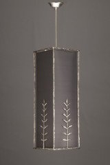 Suspension motif feuilles en bronze nickel satiné patiné et abat-jour gris fumé Grande Sophia - Suspension by Objet insolite