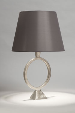 Satin Nickel Table Lamp with Smoked Taffeta Shade Sonia  - Table lamps by Objet insolite